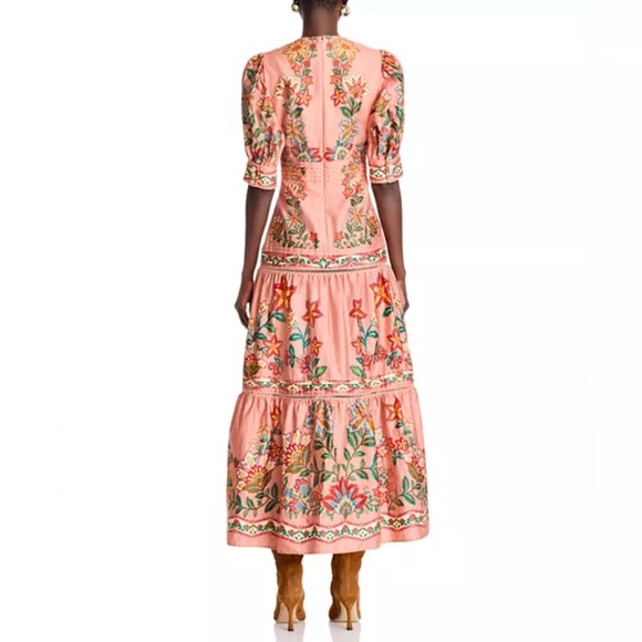 Farm Rio Garden Delight Pink Short Sleeve Maxi Dress • S • NWT - Picture 13 of 17